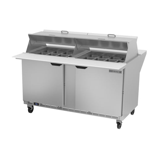 Beverage-Air SPE60HC-24M-DS 60" Hydrocarbon Series Mega Top Dual Sided Sandwich/salad Prep Table W/ Refrigerated Base, 115v-cityfoodequipment.com