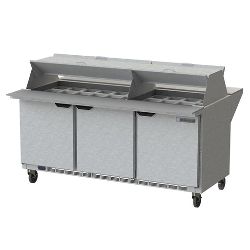 Beverage-Air SPE72HC-30M-DS 72" Hydrocarbon Series Mega Top Dual Sided Sandwich/salad Prep Table W/ Refrigerated Base, 115v-cityfoodequipment.com