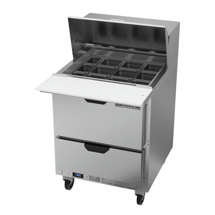 Beverage-Air SPED27HC-12M 27" Hydrocarbon Series Mega Top Sandwich/salad Prep Table W/ Refrigerated Base, 115v-cityfoodequipment.com