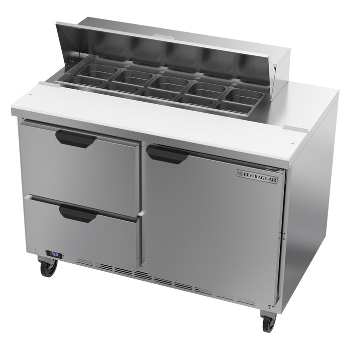Beverage-Air SPED48HC-10-2 48" Hydrocarbon Series Sandwich/salad Prep Table W/ Refrigerated Base, 115v-cityfoodequipment.com