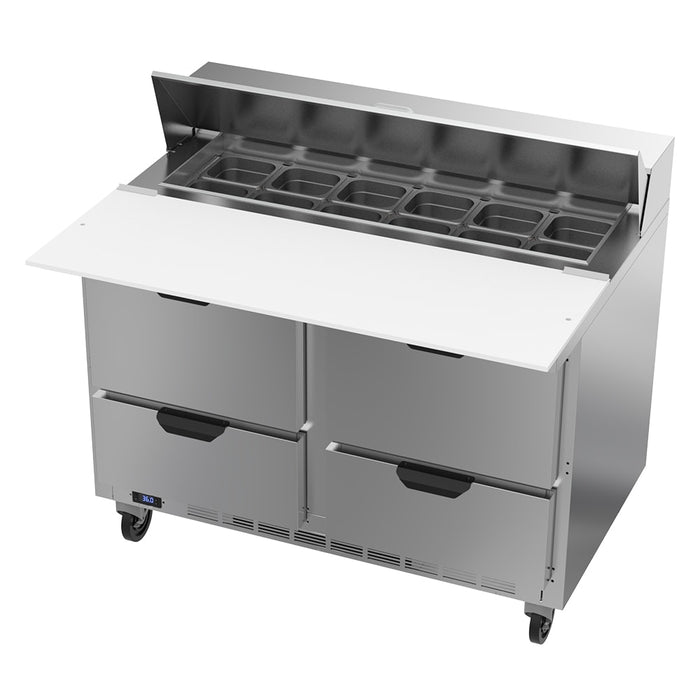 Beverage-Air SPED48HC-12C-4 48" Hydrocarbon Series Sandwich/salad Prep Table W/ Refrigerated Base, 115v-cityfoodequipment.com