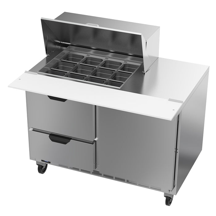 Beverage-Air SPED48HC-12M-2 48" Hydrocarbon Series Mega Top Sandwich/salad Prep Table W/ Refrigerated Base, 115v-cityfoodequipment.com