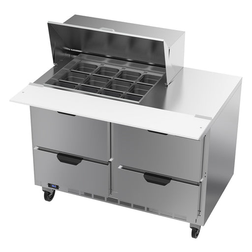 Beverage-Air SPED48HC-12M-4 48" Hydrocarbon Series Mega Top Sandwich/salad Prep Table W/ Refrigerated Base, 115v-cityfoodequipment.com