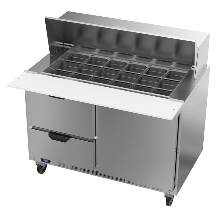 Beverage-Air SPED48HC-18M-2 48" Hydrocarbon Series Mega Top Sandwich/salad Prep Table W/ Refrigerated Base, 115v-cityfoodequipment.com