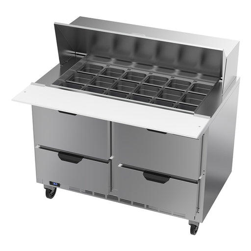 Beverage-Air SPED48HC-18M-4 48" Hydrocarbon Series Mega Top Sandwich/salad Prep Table W/ Refrigerated Base, 115v-cityfoodequipment.com