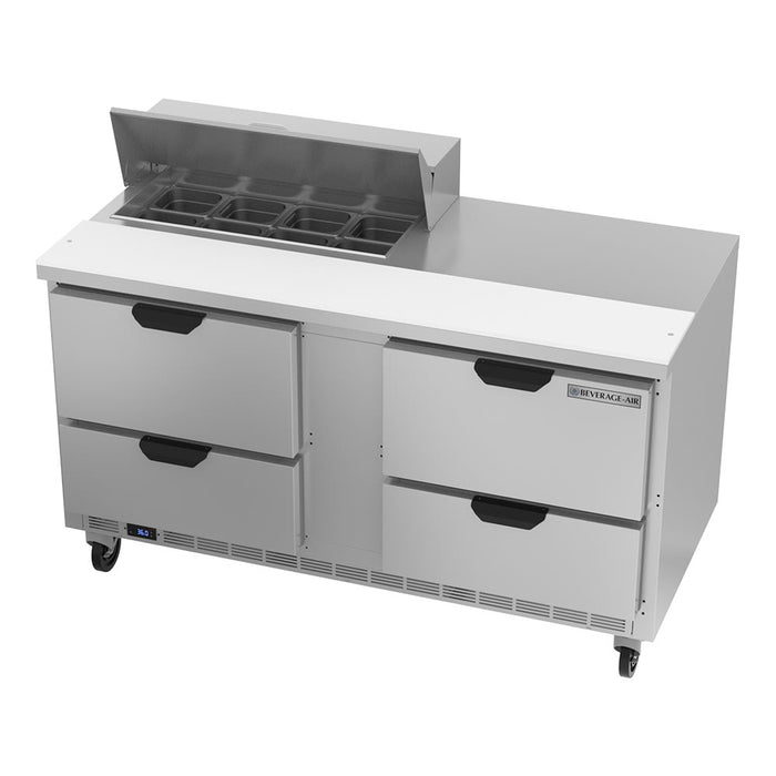 Beverage-Air SPED60HC-08-4 60" Hydrocarbon Series Sandwich/salad Prep Table W/ Refrigerated Base, 115v-cityfoodequipment.com
