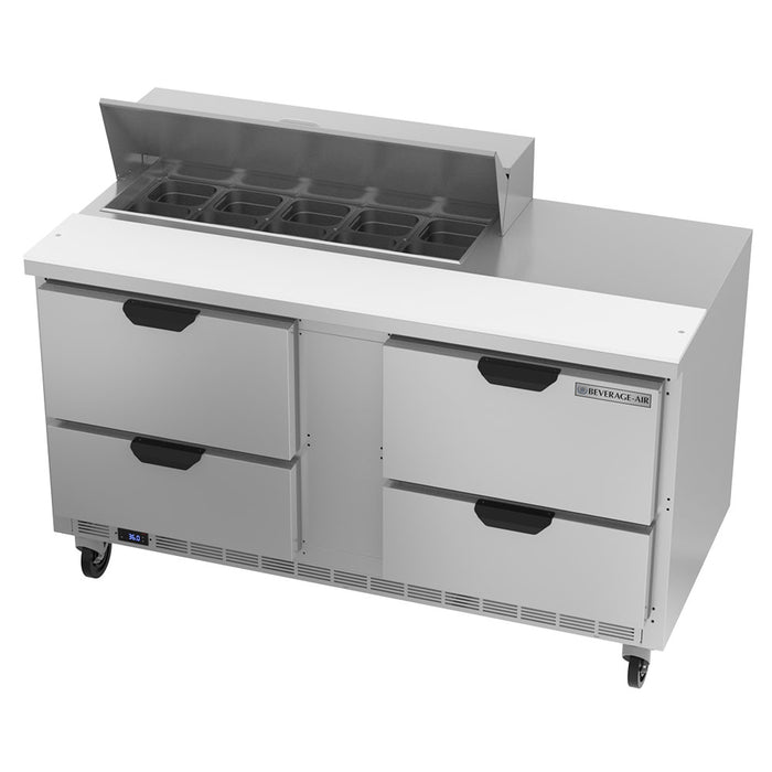 Beverage-Air SPED60HC-10-4 60" Hydrocarbon Series Sandwich/salad Prep Table W/ Refrigerated Base, 115v-cityfoodequipment.com