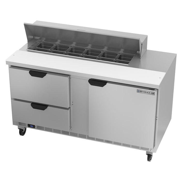 Beverage-Air SPED60HC-12-2 60" Hydrocarbon Series Sandwich/salad Prep Table W/ Refrigerated Base, 115v-cityfoodequipment.com