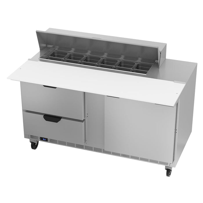 Beverage-Air SPED60HC-12C-2 60" Hydrocarbon Series Sandwich/salad Prep Table W/ Refrigerated Base, 115v-cityfoodequipment.com