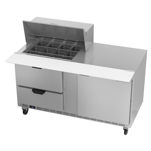 Beverage-Air SPED60HC-12M-2 60" Hydrocarbon Series Mega Top Sandwich/salad Prep Table W/ Refrigerated Base, 115v-cityfoodequipment.com