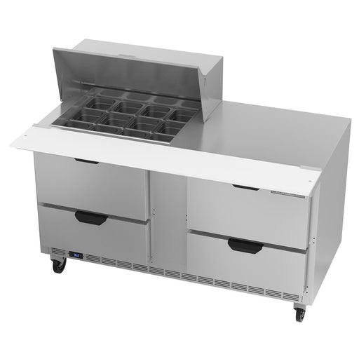 Beverage-Air SPED60HC-12M-4 60" Hydrocarbon Series Mega Top Sandwich/salad Prep Table W/ Refrigerated Base, 115v-cityfoodequipment.com