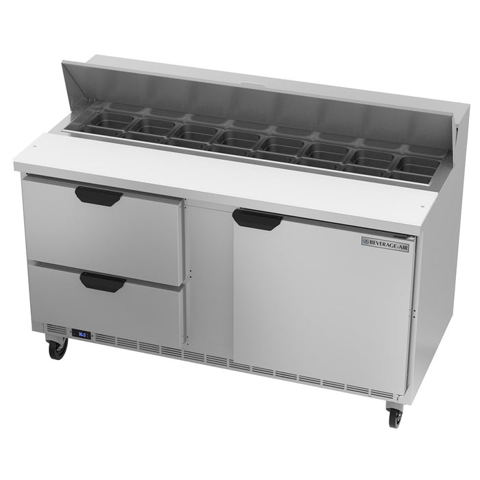 Beverage-Air SPED60HC-16-2 60" Hydrocarbon Series Sandwich/salad Prep Table W/ Refrigerated Base, 115v-cityfoodequipment.com