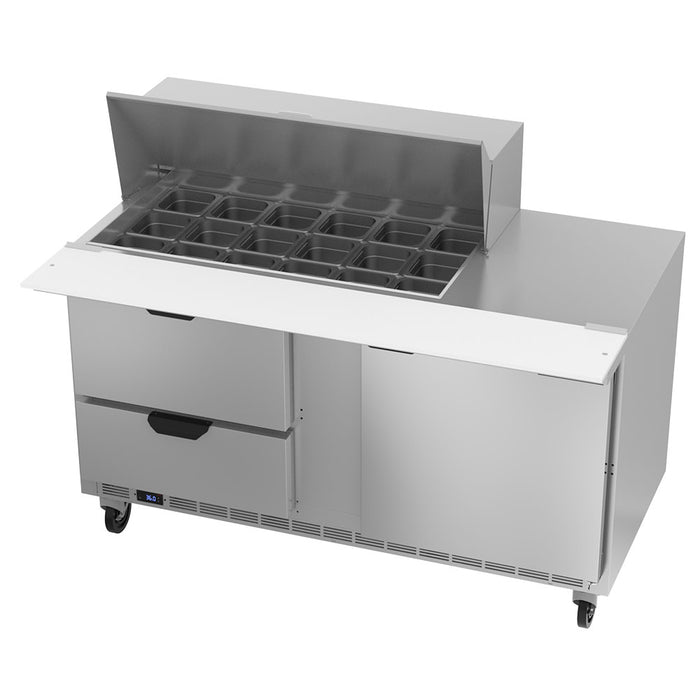 Beverage-Air SPED60HC-18M-2 60" Hydrocarbon Series Mega Top Sandwich/salad Prep Table W/ Refrigerated Base, 115v-cityfoodequipment.com
