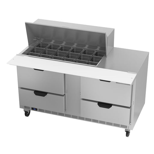 Beverage-Air SPED60HC-18M-4 60" Hydrocarbon Series Mega Top Sandwich/salad Prep Table W/ Refrigerated Base, 115v-cityfoodequipment.com