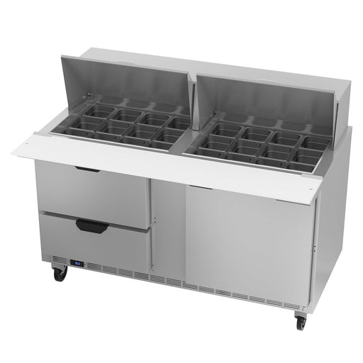 Beverage-Air SPED60HC-24M-2 60" Hydrocarbon Series Mega Top Sandwich/salad Prep Table W/ Refrigerated Base, 115v-cityfoodequipment.com