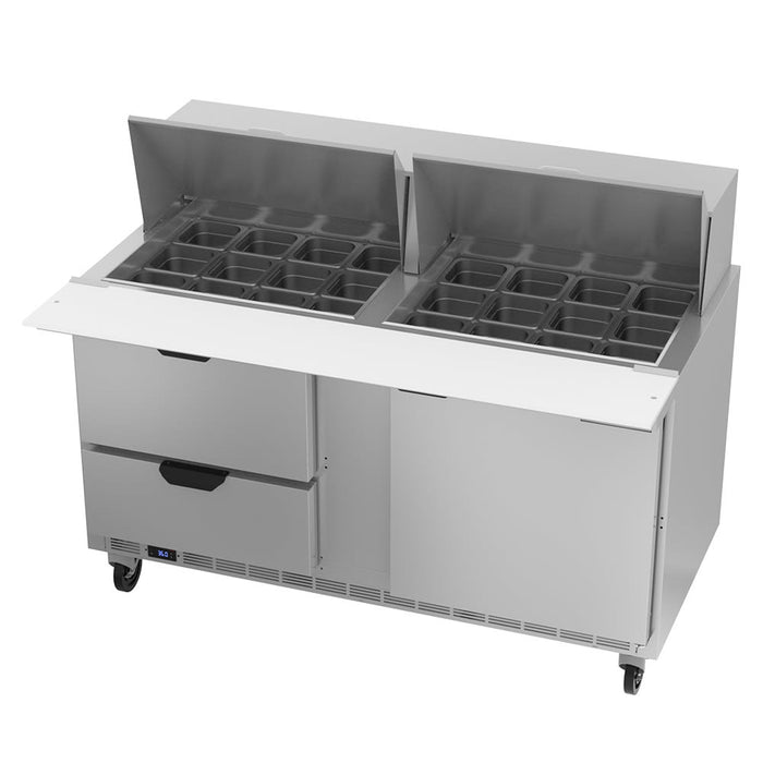 Beverage-Air SPED60HC-24M-2 60" Hydrocarbon Series Mega Top Sandwich/salad Prep Table W/ Refrigerated Base, 115v-cityfoodequipment.com