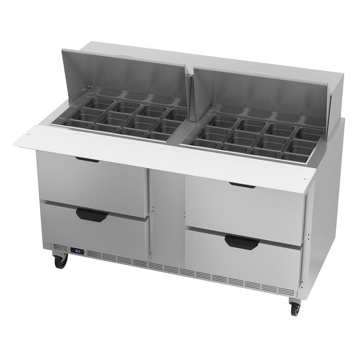 Beverage-Air SPED60HC-24M-4 60" Hydrocarbon Series Mega Top Sandwich/salad Prep Table W/ Refrigerated Base, 115v-cityfoodequipment.com