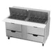 Beverage-Air SPED60HC-24M-4 60" Hydrocarbon Series Mega Top Sandwich/salad Prep Table W/ Refrigerated Base, 115v-cityfoodequipment.com