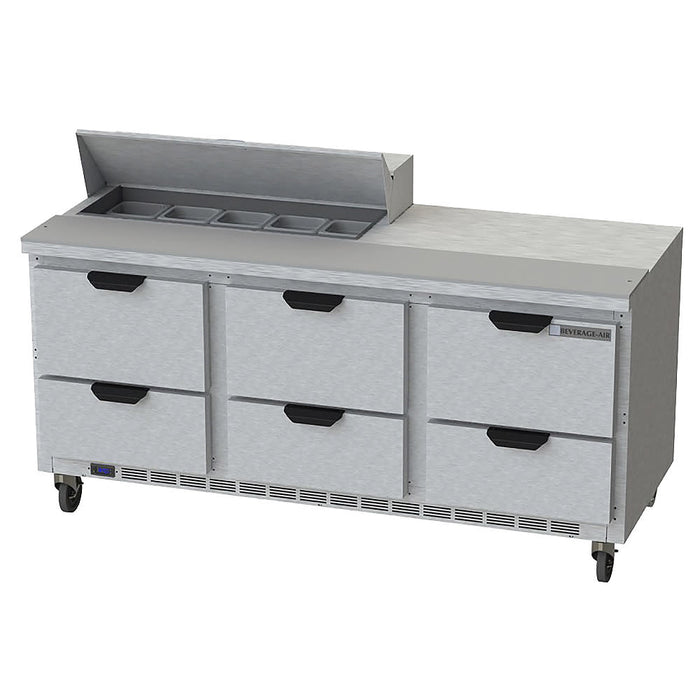 Beverage-Air SPED72HC-10-6 72" Hydrocarbon Series Sandwich/salad Prep Table W/ Refrigerated Base, 115v-cityfoodequipment.com