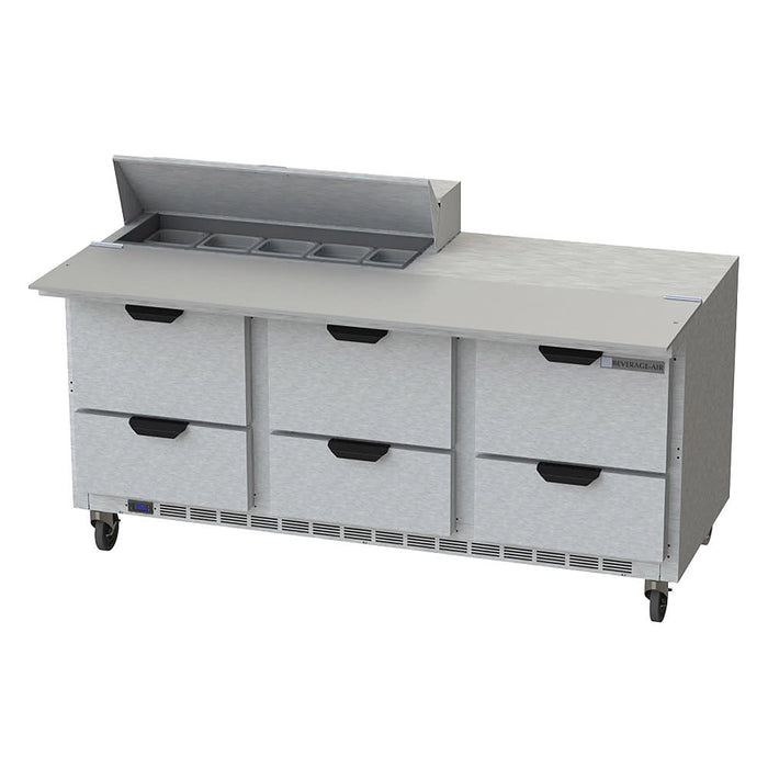 Beverage-Air SPED72HC-10C-6 72" Hydrocarbon Series Sandwich/salad Prep Table W/ Refrigerated Base, 115v-cityfoodequipment.com