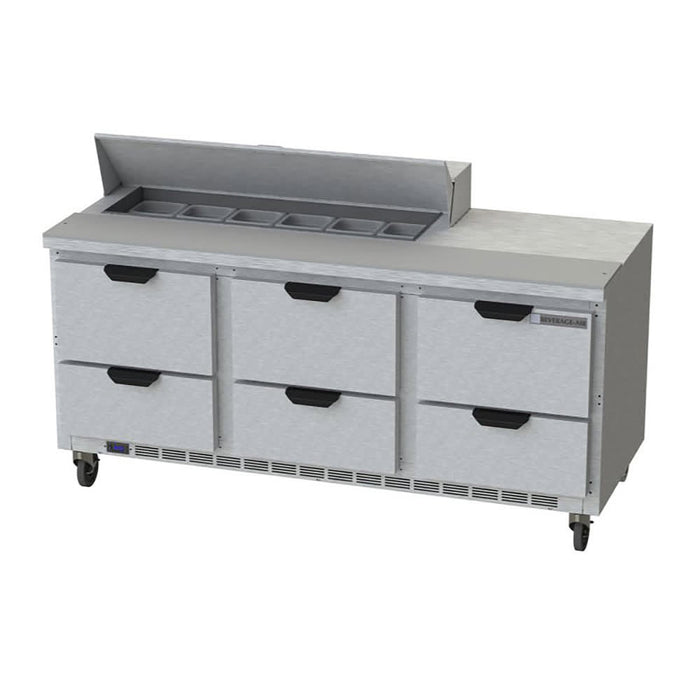 Beverage-Air SPED72HC-12-6 72" Hydrocarbon Series Sandwich/salad Prep Table W/ Refrigerated Base, 115v-cityfoodequipment.com