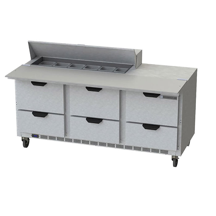 Beverage-Air SPED72HC-12C-6 72" Hydrocarbon Series Sandwich/salad Prep Table W/ Refrigerated Base, 115v-cityfoodequipment.com
