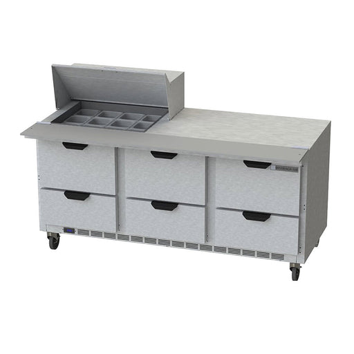 Beverage-Air SPED72HC-12M-6 72" Hydrocarbon Series Mega Top Sandwich/salad Prep Table W/ Refrigerated Base, 115v-cityfoodequipment.com