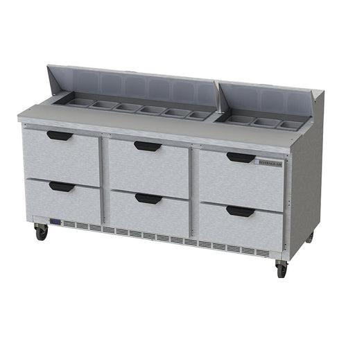 Beverage-Air SPED72HC-18-6 72" Hydrocarbon Series Sandwich/salad Prep Table W/ Refrigerated Base, 115v-cityfoodequipment.com