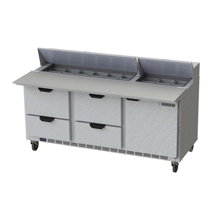 Beverage-Air SPED72HC-18C-4 72" Hydrocarbon Series Sandwich/salad Prep Table W/ Refrigerated Base, 115v-cityfoodequipment.com