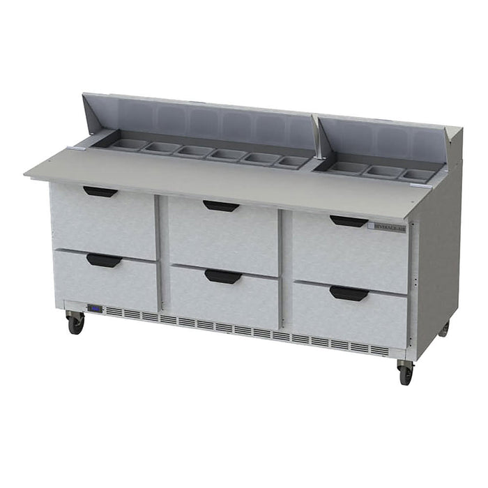 Beverage-Air SPED72HC-18C-6 72" Hydrocarbon Series Sandwich/salad Prep Table W/ Refrigerated Base, 115v-cityfoodequipment.com