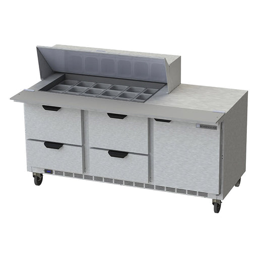 Beverage-Air SPED72HC-18M-4 72" Hydrocarbon Series Mega Top Sandwich/salad Prep Table W/ Refrigerated Base, 115v-cityfoodequipment.com