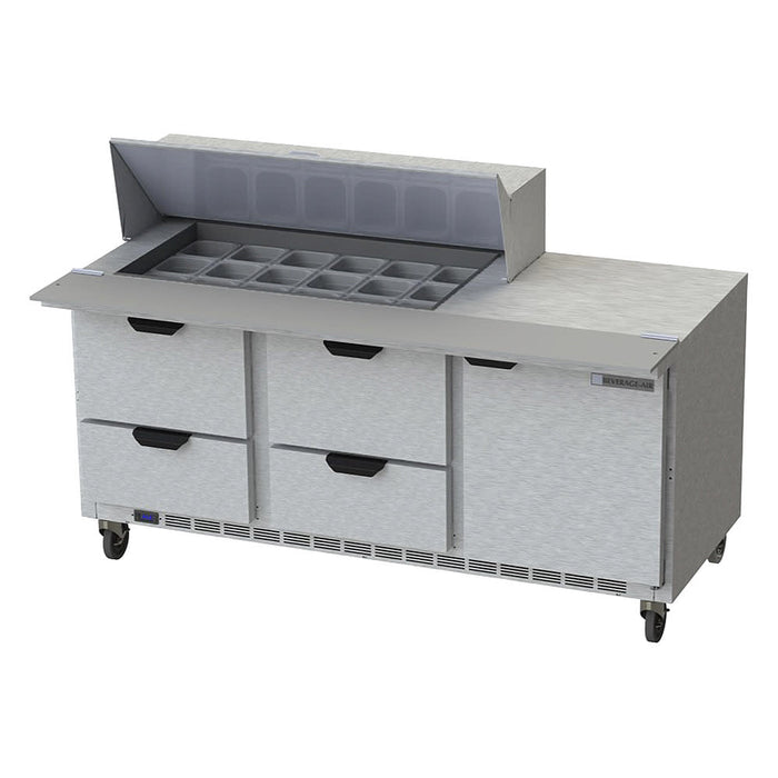 Beverage-Air SPED72HC-18M-4 72" Hydrocarbon Series Mega Top Sandwich/salad Prep Table W/ Refrigerated Base, 115v-cityfoodequipment.com