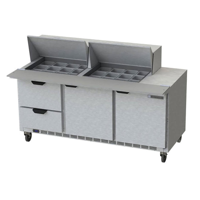 Beverage-Air SPED72HC-24M-2 72" Hydrocarbon Series Mega Top Sandwich/salad Prep Table W/ Refrigerated Base, 115v-cityfoodequipment.com