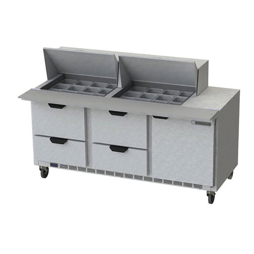 Beverage-Air SPED72HC-24M-4 72" Hydrocarbon Series Mega Top Sandwich/salad Prep Table W/ Refrigerated Base, 115v-cityfoodequipment.com