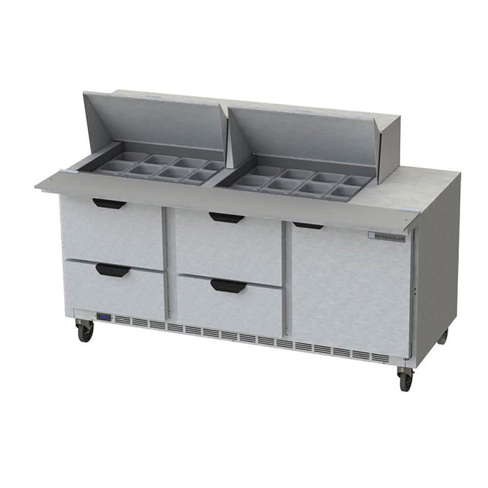 Beverage-Air SPED72HC-24M-4 72" Hydrocarbon Series Mega Top Sandwich/salad Prep Table W/ Refrigerated Base, 115v-cityfoodequipment.com