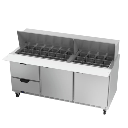 Beverage-Air SPED72HC-30M-2 72" Hydrocarbon Series Mega Top Sandwich/salad Prep Table W/ Refrigerated Base, 115v-cityfoodequipment.com