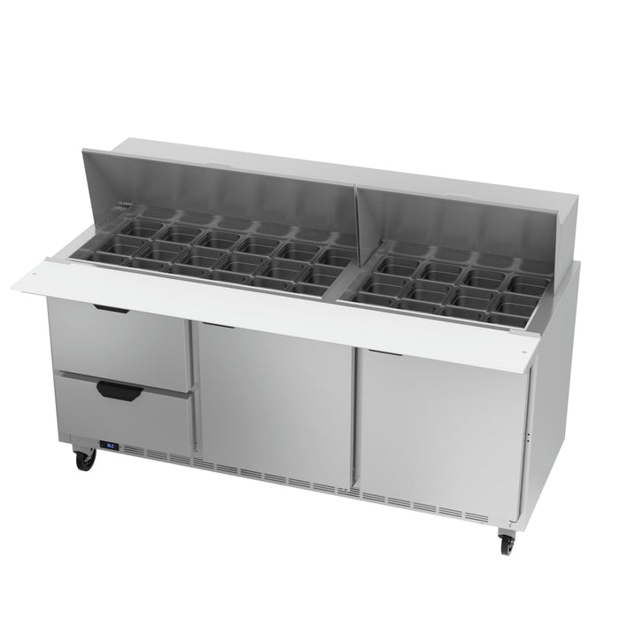 Beverage-Air SPED72HC-30M-2 72" Hydrocarbon Series Mega Top Sandwich/salad Prep Table W/ Refrigerated Base, 115v-cityfoodequipment.com