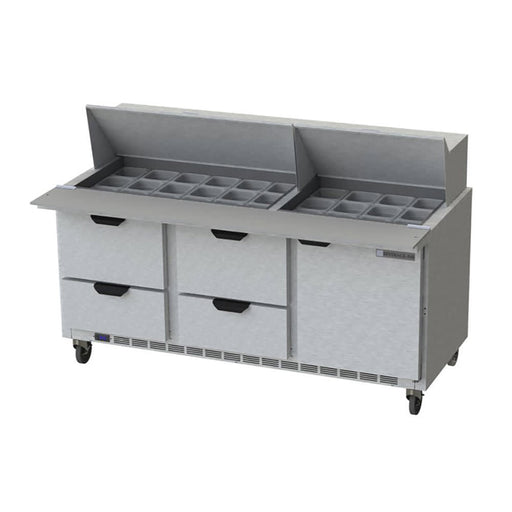 Beverage-Air SPED72HC-30M-4 72" Hydrocarbon Series Mega Top Sandwich/salad Prep Table W/ Refrigerated Base, 115v-cityfoodequipment.com