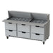 Beverage-Air SPED72HC-30M-6 72" Hydrocarbon Series Mega Top Sandwich/salad Prep Table W/ Refrigerated Base, 115v-cityfoodequipment.com