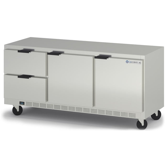 Beverage-Air UCRD72AHC-2 72" W Undercounter Refrigerator w/ (3) Section & (2) Door & (2) Drawer, 115v-cityfoodequipment.com