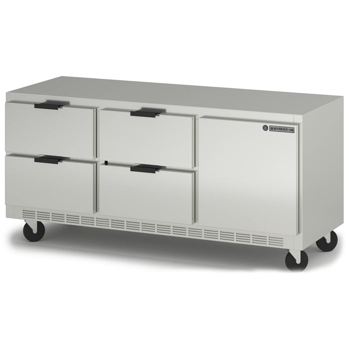 Beverage-Air UCRD72AHC-4 72" W Undercounter Refrigerator w/ (3) Section & (1) Door & (4) Drawer, 115v-cityfoodequipment.com