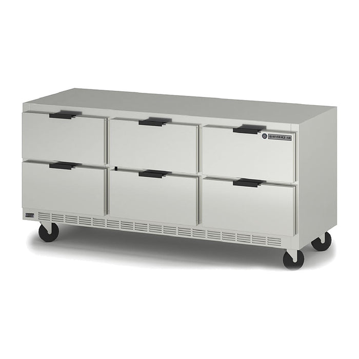 Beverage-Air UCRD72AHC-6 72" W Undercounter Refrigerator w/ (3) Section & (6) Drawer, 115v-cityfoodequipment.com