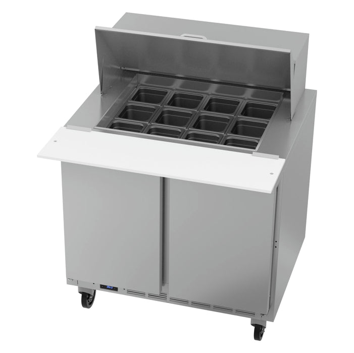 Beverage-Air SPE36HC-12M 36" Hydrocarbon Series Mega Top Sandwich/salad Prep Table W/ Refrigerated Base, 115v-cityfoodequipment.com