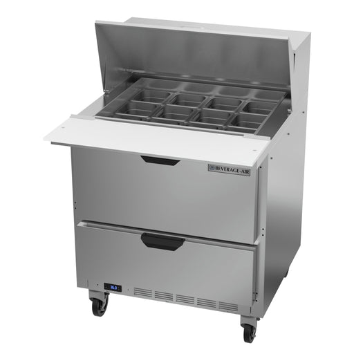 Beverage-Air SPED32HC-12M-2 32" Hydrocarbon Series Mega Top Sandwich/salad Prep Table W/ Refrigerated Base, 115v-cityfoodequipment.com