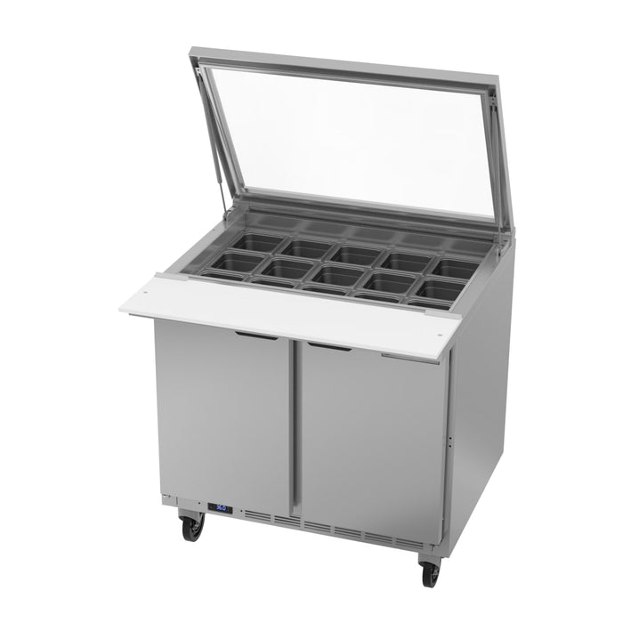 Beverage-Air SPE36HC-15M-STL 36" Hydrocarbon Series Mega Top Sandwich/salad Prep Table W/ Refrigerated Base, 115v-cityfoodequipment.com