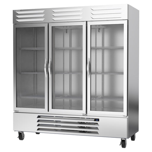 Beverage-Air RB72HC-1G 75" Three Section Reach In Refrigerator, (3) Left/Right Hinge Glass Doors, 115v-cityfoodequipment.com