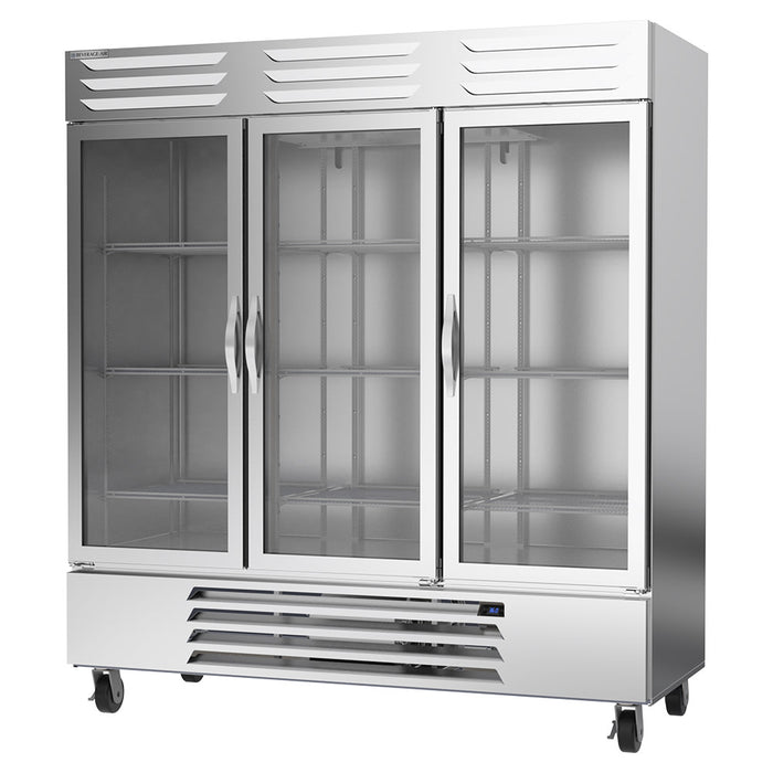 Beverage-Air RB72HC-1G 75" Three Section Reach In Refrigerator, (3) Left/Right Hinge Glass Doors, 115v-cityfoodequipment.com