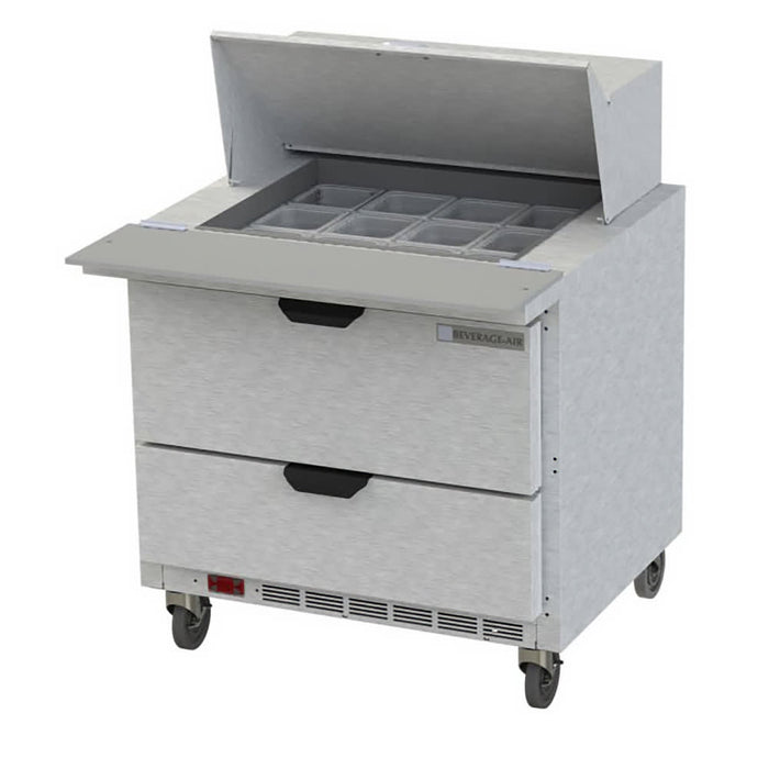 Beverage-Air SPED36HC-12M-2 36" Hydrocarbon Series Mega Top Sandwich/salad Prep Table W/ Refrigerated Base, 115v-cityfoodequipment.com