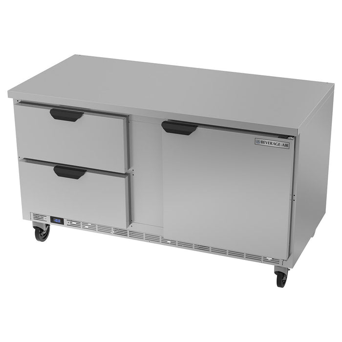 Beverage-Air WTFD60AHC-2-FLT 60" W Worktop Freezer W/ (2) Section & (2) Drawers & (1) Door, 115v-cityfoodequipment.com