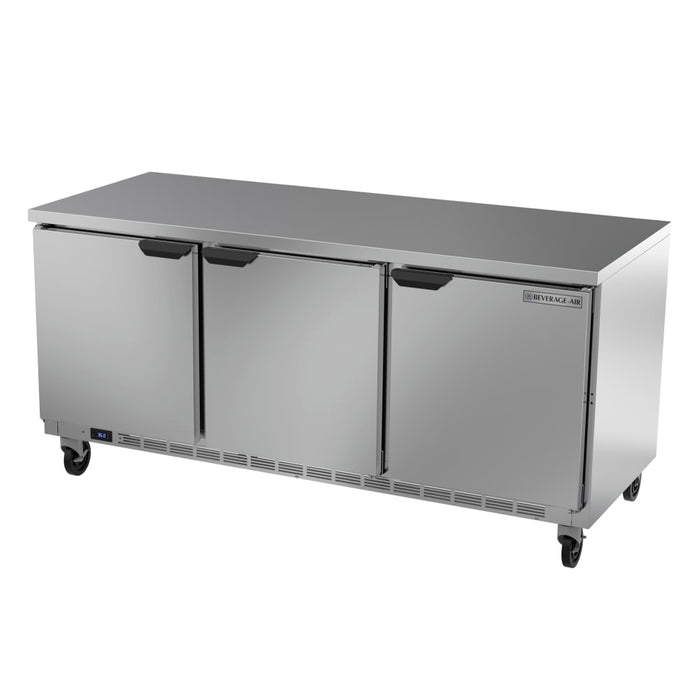Beverage-Air WTR72AHC-FLT 72" Worktop Refrigerator W/ (3) Section, 115v-cityfoodequipment.com